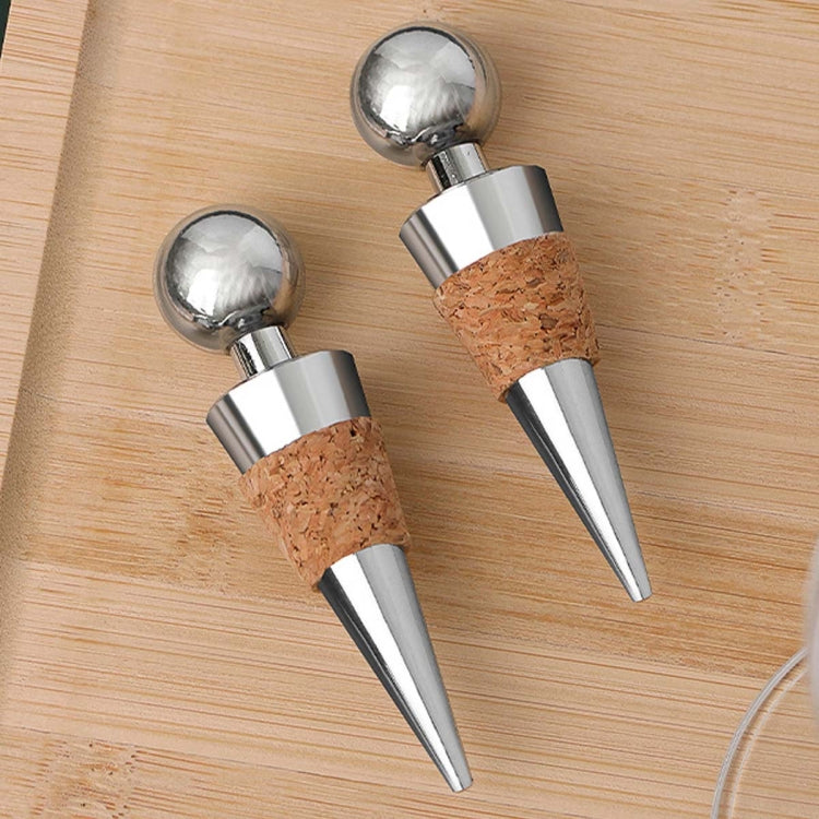 2 PCS Metal Cork Red Wine Stoppers Synthetic Wood Wine Corks