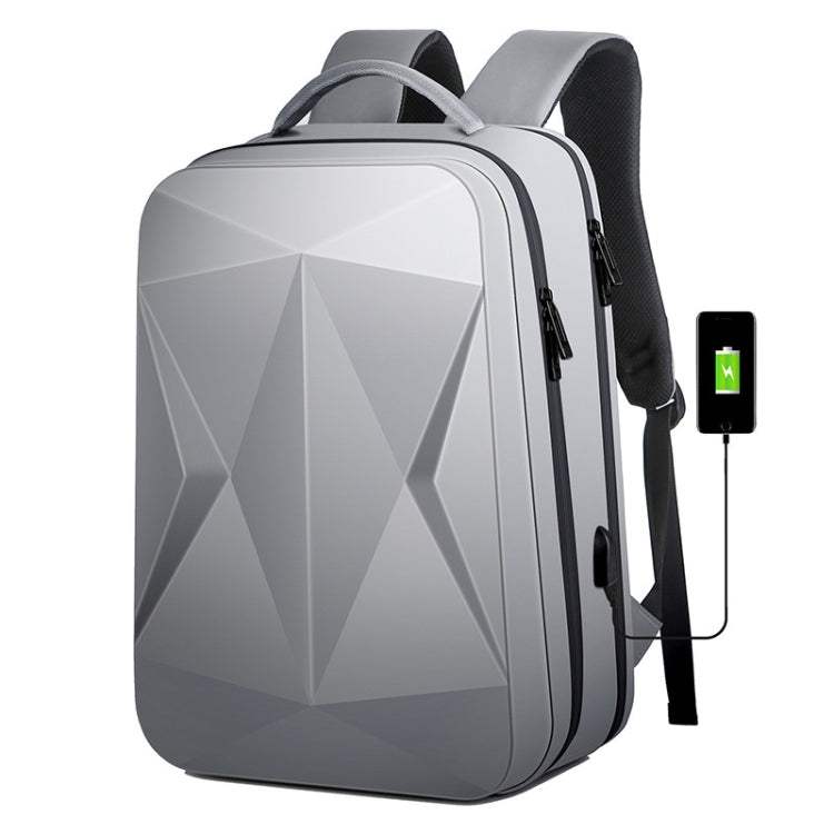 160 Large Capacity ABS Waterproof Laptop Backpack with USB Charging Port(Light Grey)