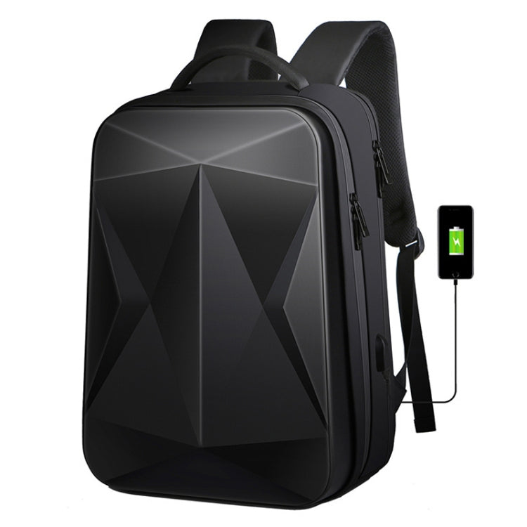 160 Large Capacity ABS Waterproof Laptop Backpack with USB Charging Port(Black)
