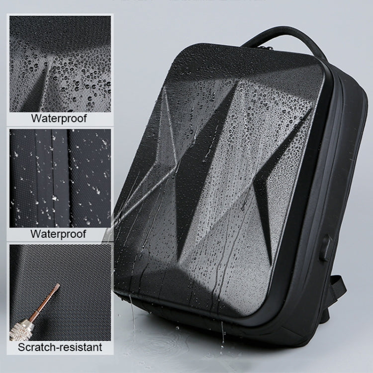 160 Large Capacity ABS Waterproof Laptop Backpack with USB Charging Port(Black)