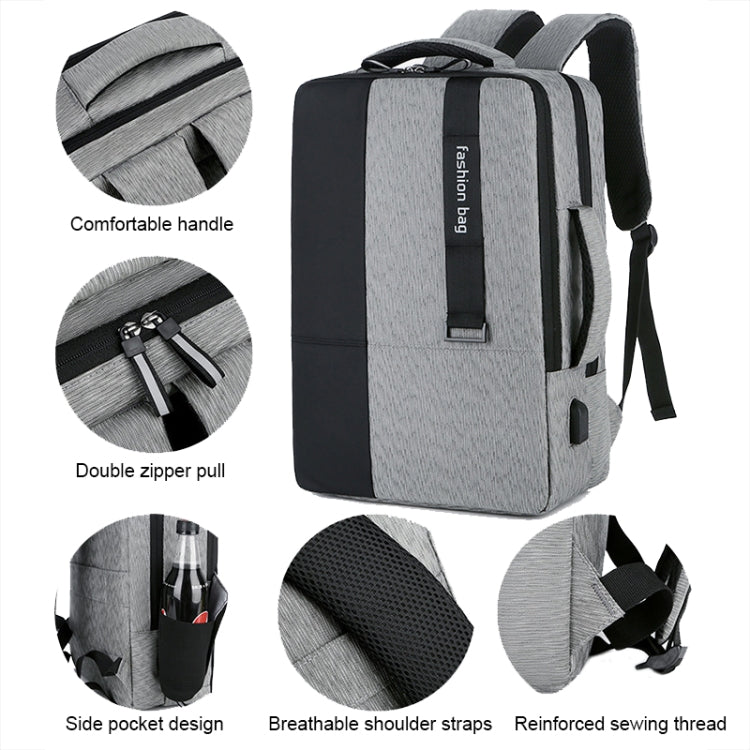 140 Large-capacity Business Commuter Laptop Backpack with USB Charging Interface(Grey)