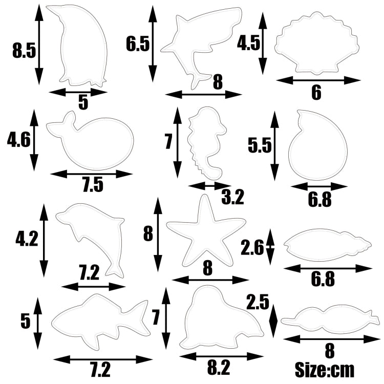 12pcs/set Stainless Steel Biscuits Mold Sea Creature Combination Set Baking DIY Tools