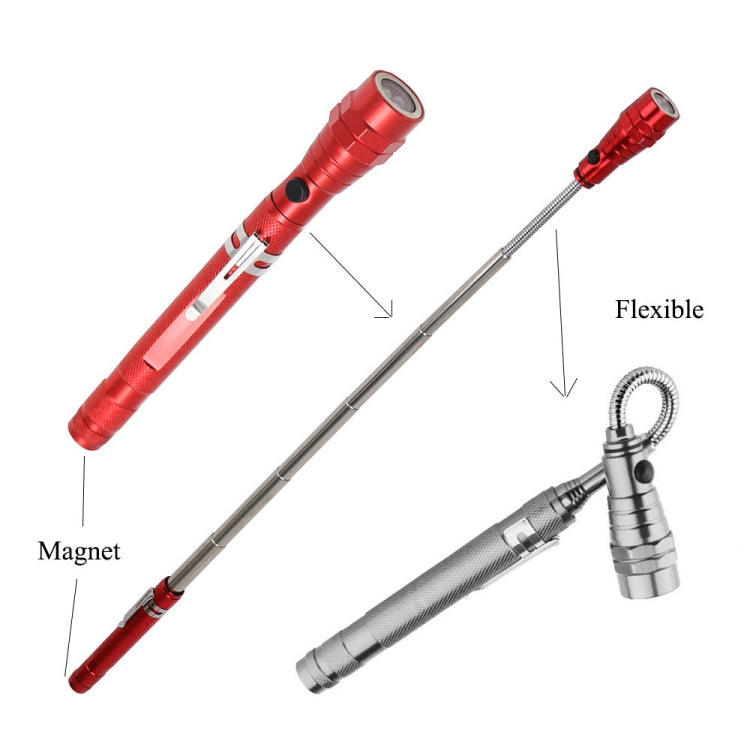 2 PCS 1W Flexible Magnet Camping Fishing Telescopic 360 Degrees Head Flashlight Outdoor Torch Magnetic Pick Up Tool Lamp(Red)