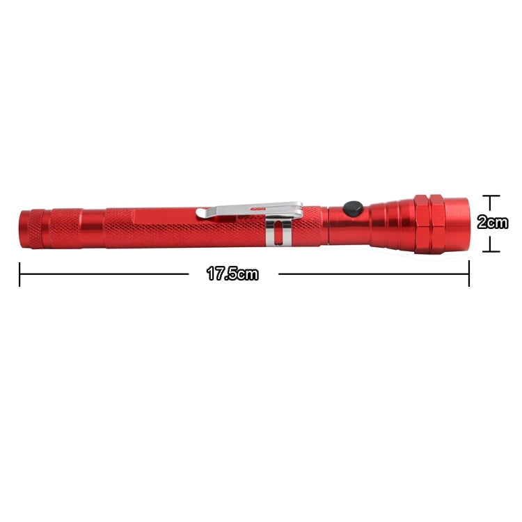 2 PCS 1W Flexible Magnet Camping Fishing Telescopic 360 Degrees Head Flashlight Outdoor Torch Magnetic Pick Up Tool Lamp(Red)