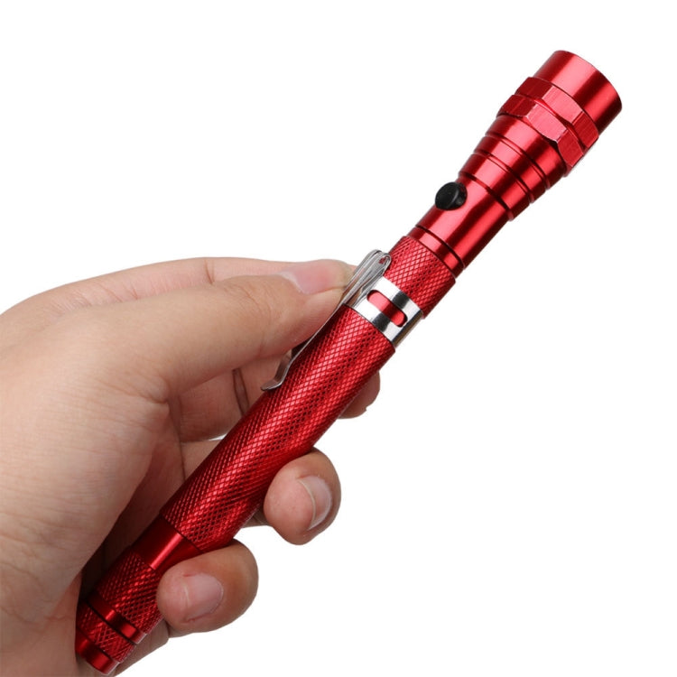 2 PCS 1W Flexible Magnet Camping Fishing Telescopic 360 Degrees Head Flashlight Outdoor Torch Magnetic Pick Up Tool Lamp(Red)