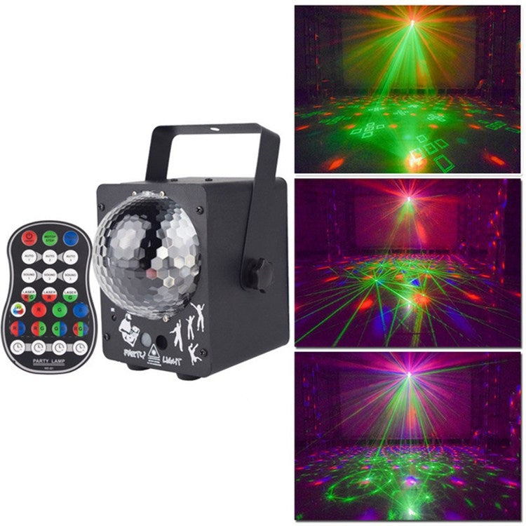 18W 60 Kinds of Pattern Crystal Magic Ball Laser Lights Household LED Colorful Starry Sky Projection Lights Voice-activated Stage Lights, Plug Type:EU Plug(Black)