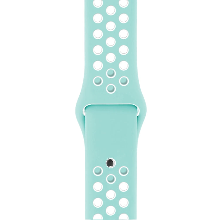 For Apple Watch Series 8&7 41mm / SE 2&6&SE&5&4 40mm / 3&2&1 38mm Fashionable Classical Silicone Sport Watch Band (White Green)