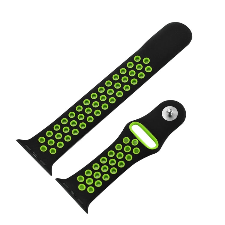 For Apple Watch Series 7 41mm / 6 & SE & 5 & 4 40mm / 3 & 2 & 1 38mm Fashionable Classical Silicone Sport Watch Band (Black Green)