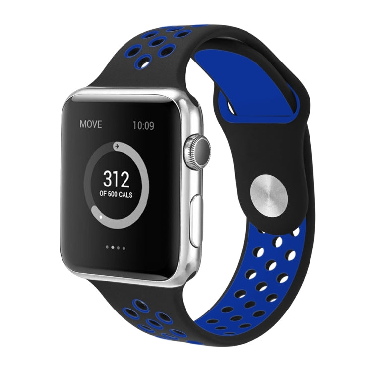 For Apple Watch Series 7 41mm / 6 & SE & 5 & 4 40mm / 3 & 2 & 1 38mm Fashionable Classical Silicone Sport Watch Band(Black Blue)