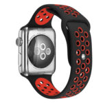 For Apple Watch Series 8&7 41mm / SE 2&6&SE&5&4 40mm / 3&2&1 38mm Fashionable Classical Silicone Sport Watch Band (Black Red)