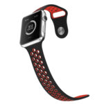 For Apple Watch Series 8&7 41mm / SE 2&6&SE&5&4 40mm / 3&2&1 38mm Fashionable Classical Silicone Sport Watch Band (Black Red)