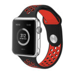 For Apple Watch Series 8&7 41mm / SE 2&6&SE&5&4 40mm / 3&2&1 38mm Fashionable Classical Silicone Sport Watch Band (Black Red)