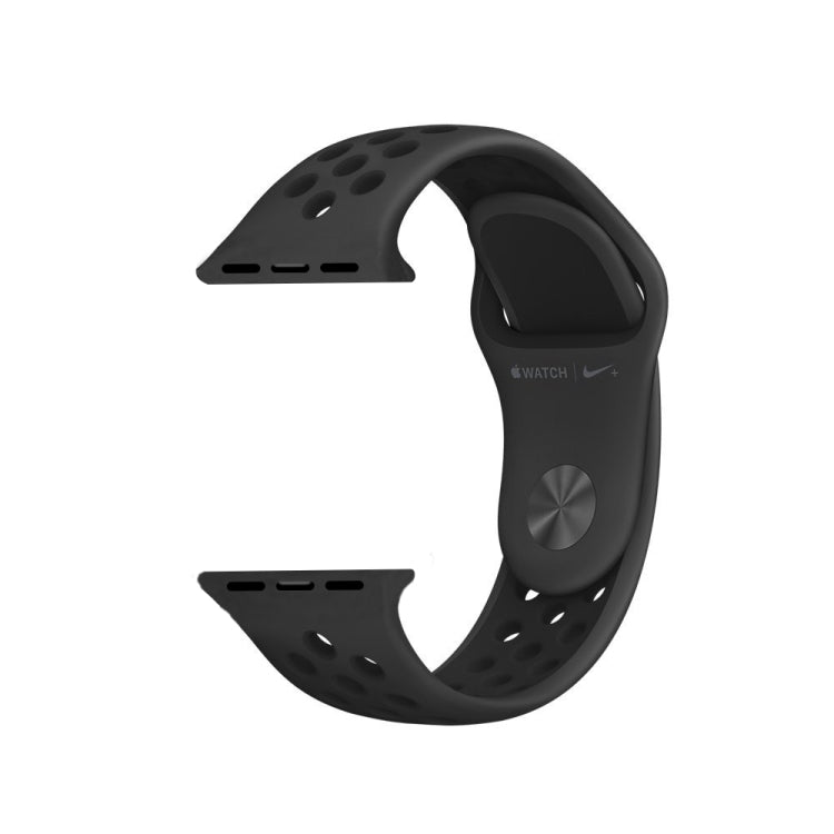 For Apple Watch Series 8&7 41mm / SE 2&6&SE&5&4 40mm / 3&2&1 38mm Fashionable Classical Silicone Sport Watch Band (Black)