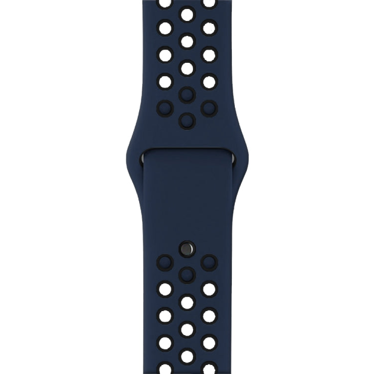 For Apple Watch Series 8&7 41mm / SE 2&6&SE&5&4 40mm / 3&2&1 38mm Fashionable Classical Silicone Sport Watch Band (Blue Black)