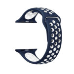 For Apple Watch Series 8&7 41mm / SE 2&6&SE&5&4 40mm / 3&2&1 38mm Fashionable Classical Silicone Sport Watch Band(Dark Blue White)