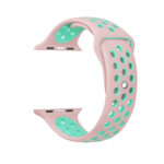 For Apple Watch Series 8&7 41mm / SE 2&6&SE&5&4 40mm / 3&2&1 38mm Fashionable Classical Silicone Sport Watch Band(Pink Green)