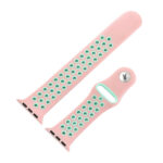 For Apple Watch Series 8&7 41mm / SE 2&6&SE&5&4 40mm / 3&2&1 38mm Fashionable Classical Silicone Sport Watch Band(Pink Green)