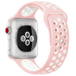 For Apple Watch Series 7 41mm / 6 & SE & 5 & 4 40mm / 3 & 2 & 1 38mm Fashionable Classical Silicone Sport Watch Band (Pink White)