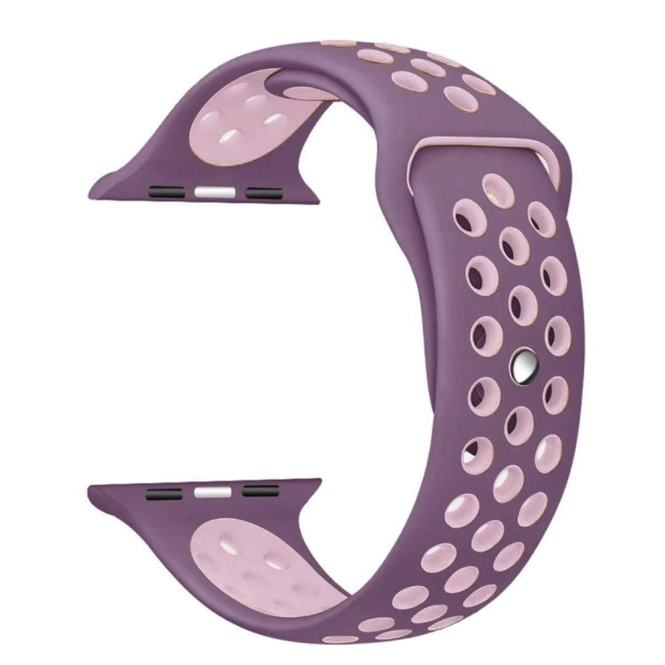 For Apple Watch Series 7 41mm / 6 & SE & 5 & 4 40mm / 3 & 2 & 1 38mm Fashionable Classical Silicone Sport Watch Band(Purple Powder)