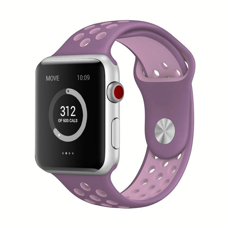 For Apple Watch Series 7 41mm / 6 & SE & 5 & 4 40mm / 3 & 2 & 1 38mm Fashionable Classical Silicone Sport Watch Band(Purple Powder)