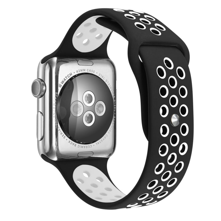 For Apple Watch Series 8&7 41mm / SE 2&6&SE&5&4 40mm / 3&2&1 38mm Fashionable Classical Silicone Sport Watch Band(Black White)