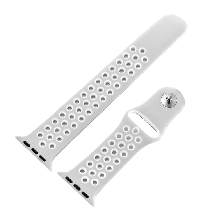 For Apple Watch Series 8&7 41mm / SE 2&6&SE&5&4 40mm / 3&2&1 38mm Fashionable Classical Silicone Sport Watch Band(Grey White)