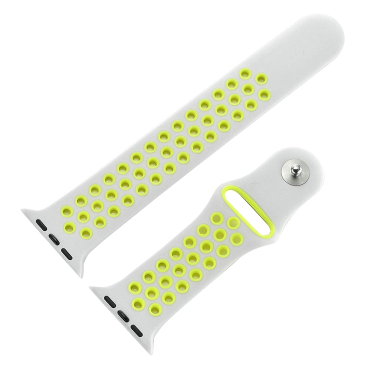 For Apple Watch Series 7 41mm / 6 & SE & 5 & 4 40mm / 3 & 2 & 1 38mm Fashionable Classical Silicone Sport Watch Band(Grey Yellow)