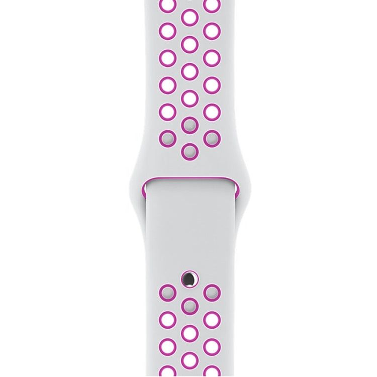 For Apple Watch Series 7 41mm / 6 & SE & 5 & 4 40mm / 3 & 2 & 1 38mm Fashionable Classical Silicone Sport Watch Band(White Purple)