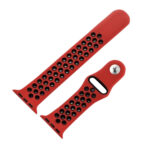 For Apple Watch Series 7 41mm / 6 & SE & 5 & 4 40mm / 3 & 2 & 1 38mm Fashionable Classical Silicone Sport Watch Band(Red Black)