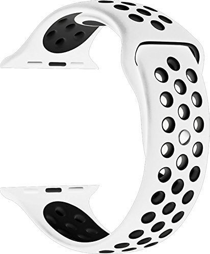 For Apple Watch Series 8&7 41mm / SE 2&6&SE&5&4 40mm / 3&2&1 38mm Fashionable Classical Silicone Sport Watch Band (White Black)