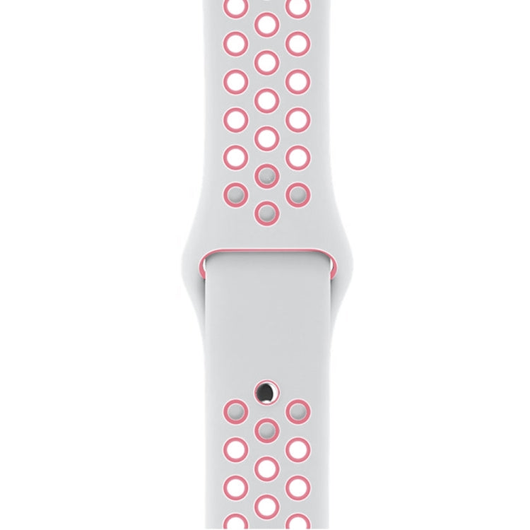 For Apple Watch Series 7 41mm / 6 & SE & 5 & 4 40mm / 3 & 2 & 1 38mm Fashionable Classical Silicone Sport Watch Band (White Pink)