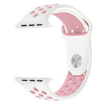 For Apple Watch Series 7 41mm / 6 & SE & 5 & 4 40mm / 3 & 2 & 1 38mm Fashionable Classical Silicone Sport Watch Band (White Pink)