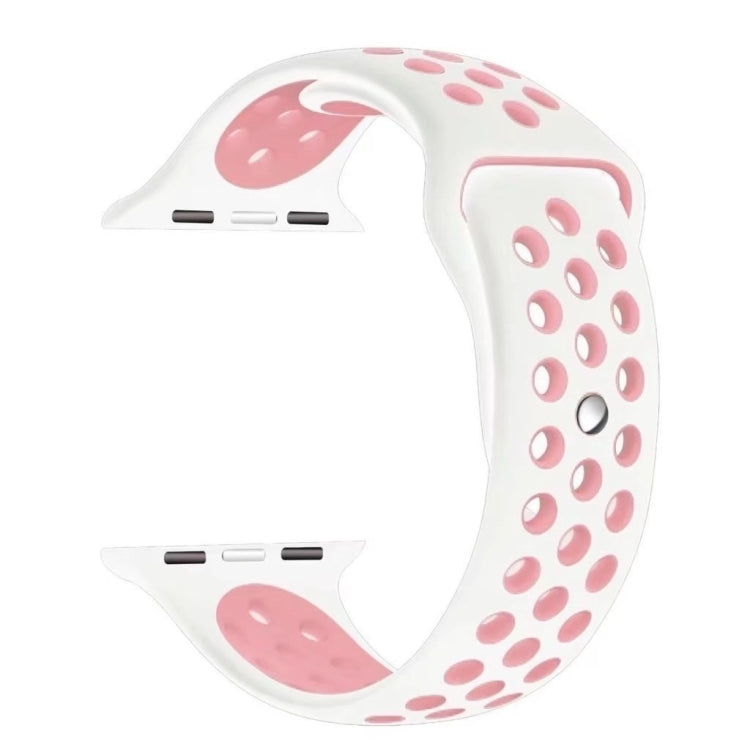 For Apple Watch Series 7 41mm / 6 & SE & 5 & 4 40mm / 3 & 2 & 1 38mm Fashionable Classical Silicone Sport Watch Band (White Pink)