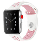 For Apple Watch Series 7 41mm / 6 & SE & 5 & 4 40mm / 3 & 2 & 1 38mm Fashionable Classical Silicone Sport Watch Band (White Pink)