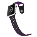 For Apple Watch Series 7 41mm / 6 & SE & 5 & 4 40mm / 3 & 2 & 1 38mm Fashionable Classical Silicone Sport Watch Band (Black Purple)