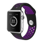 For Apple Watch Series 7 41mm / 6 & SE & 5 & 4 40mm / 3 & 2 & 1 38mm Fashionable Classical Silicone Sport Watch Band (Black Purple)