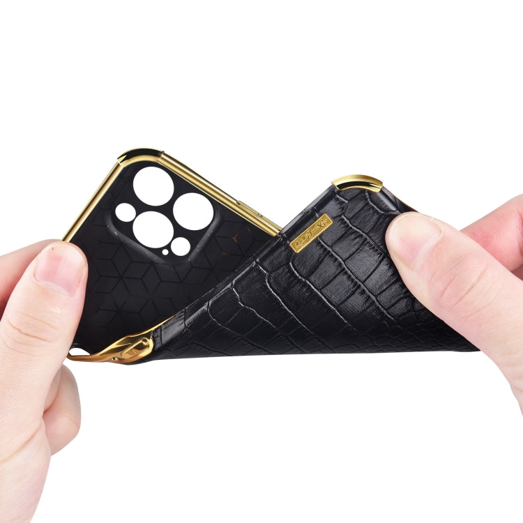 For Xiaomi Mi 11 6D Electroplated TPU Crocodile Pattern Magnetic Leather Case with Ring Holder (Black)