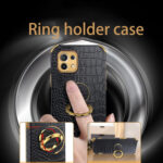 For Xiaomi Mi 11 6D Electroplated TPU Crocodile Pattern Magnetic Leather Case with Ring Holder (Black)