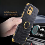 For Xiaomi Mi 11 6D Electroplated TPU Crocodile Pattern Magnetic Leather Case with Ring Holder (Black)