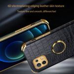 For Xiaomi Mi 11 6D Electroplated TPU Crocodile Pattern Magnetic Leather Case with Ring Holder (Black)